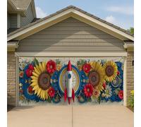 Couverture de porte de garage à motif de fusée florale, grande bannière de garage, décoration d'intérieur et d'extérieur pour automne, arrière-plan de fête 397 x 180 cm