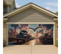 Couverture de porte de garage Americana Parade, grande bannière de célébration du jour de l'indépendance, décoration patriotique extérieure, 397 x 180 cm