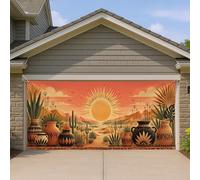 Couverture de porte de garage au coucher du soleil du désert, style vintage sud-ouest, décoration d'intérieur, art mural extérieur et intérieur pour l'automne et Thanksgiving, 397 x 180 cm