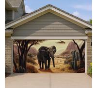 Couverture de porte de garage avec éléphant, paysage du désert, grand art de la faune sauvage, décoration de porte de garage, décoration de scène naturelle extérieure pour la maison, fond d'aventure