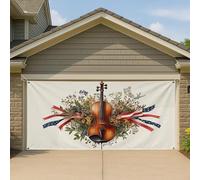 Couverture de porte de garage avec motif floral patriotique, grande bannière de style vintage, décoration extérieure américaine, fête de l'indépendance d'été, 400 x 180 cm