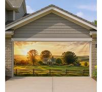 Couverture de porte de garage avec motif paysage de coucher de soleil - Scène rustique de ferme - Grande décoration de porte de garage - Décoration d'intérieur extérieure pour le printemps et l'été