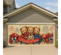 Couverture de porte de garage avec trio d'ours patriotique, Sweet Land of Liberty, grande bannière de garage pour fêtes d'été en plein air, 400 x 180 cm