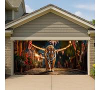 Couverture de porte de garage colorée Tiger Parade, grande bannière de décoration de rue, scène de fête intérieure ou extérieure, 397 x 180 cm