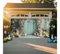 Couverture de Porte de Garage de Pâques, He is Risen Printemps de Pâques Décoration de Porte de Garage, Bannière de Porte de Garage de Pâques Toile de Fond pour Décoration Murale Porte