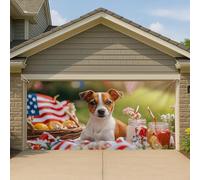 Couverture de porte de garage d'été patriotique pour pique-nique, bannière festive, rouge, blanc, bleu, grande décoration de fond de célébration américaine en plein air, 400 x 180 cm