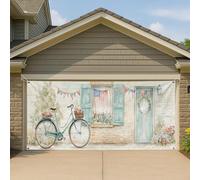 Couverture de porte de garage d'été vintage - Bleu - Grande bannière de garage - Décoration patriotique intérieure et extérieure - 397 x 180 cm