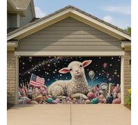 Couverture de porte de garage en agneau étoilé, grande bannière d'animaux patriotiques pour décoration de fête d'été en plein air, 400 x 180 cm