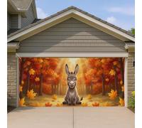 Couverture de porte de garage en forme d'animal, feuilles rustiques d'automne et arbres, bannière de porte de garage, décoration d'intérieur pour porche, terrasse, cour, fête extérieure, 397 x 180 cm