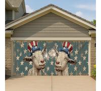 Couverture de porte de garage en forme de chèvre patriotique, grande bannière vintage Americana Grange décorations, vacances intérieures et extérieures 4 juillet, décoration de fond de fête 400 x 180