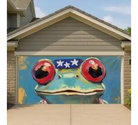 Couverture de porte de garage en forme de grenouille patriotique, grande bannière colorée Pop Art pour fêtes d'automne en plein air, 400 x 180 cm