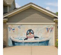 Couverture de porte de garage en forme de pingouin mignon - Décoration vintage d'hiver - Grande bannière de garage - Décoration de fond de fête en plein air - 397 x 180 cm
