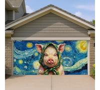 Couverture de porte de garage en forme de vache étoilée - Style ferme artistique vintage - Grande décoration de porte de garage - Décoration d'intérieur et d'extérieur originale - Fond de fête