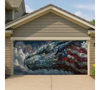 Couverture de porte de garage en pierre de dragon patriotique, grande bannière de garage détaillée légendaire, décoration de fond d'événement en plein air, jour de l'indépendance d'été, 400 x 180 cm