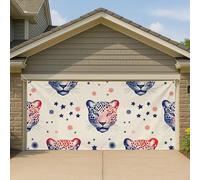 Couverture de porte de garage étoilée léopard - Bannière fantaisie - Décoration de fond de fête en plein air - 397 x 180 cm