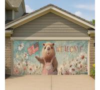 Couverture de porte de garage fantaisiste - Grande bannière florale festive - Décoration d'été intérieure et extérieure - 397 x 180 cm