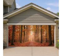 Couverture de porte de garage forestière, chemin paysager naturel, feuilles d'automne, orange, bannière de porte de garage, décoration d'intérieur pour porche, terrasse, cour, fête extérieure, 397 x