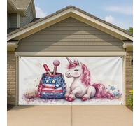 Couverture de porte de garage licorne fantaisiste American Beauty Grande bannière extérieure Décoration d'été festive 397 x 180 cm