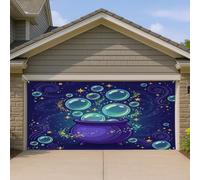 Couverture de porte de garage motif chaudron fantastique, bulles étoiles, drapeau de porte de garage, décoration d'intérieur pour porche, terrasse, cour, fête extérieure, 400 x 180 cm