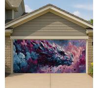 Couverture de porte de garage motif dragon abstrait, grande bannière de garage audacieuse pour les amateurs d'art, décoration extérieure colorée, 397 x 180 cm