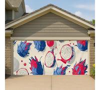 Couverture de porte de garage motif dragon fruit - Grand motif tropical - Bannière de garage - Décoration moderne colorée pour l'extérieur - Décoration de jardin d'été - 397 x 180 cm