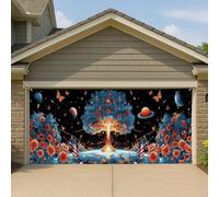 Couverture de porte de garage motif galaxie vibrante, grande bannière de garage, décoration d'intérieur et d'extérieur toute l'année, 397 x 180 cm