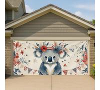 Couverture de porte de garage motif koala floral bohème - Grande bannière animale - Décoration festive d'intérieur et d'extérieur - Été - 397 x 180 cm