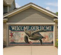 Couverture de porte de garage motif tortue patriotique, beige famille américaine, grande bannière de garage, décorations d'été, intérieur et extérieur, décoration de fond de fête 397 x 180 cm