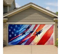 Couverture de porte de garage Patriotic Air Show - Grande bannière à étoiles et rayures - Décoration moderne et audacieuse pour la fête de l'indépendance - 395 x 180 cm