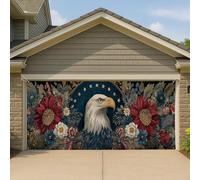 Couverture de porte de garage patriotique à motif floral, grande bannière de fête de jardin, décoration extérieure printemps et été, 397 x 180 cm