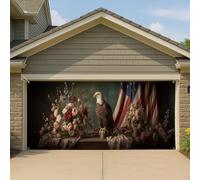 Couverture de porte de garage patriotique à tête blanche - Grande bannière indépendante - Style américain vintage - Pour intérieur et extérieur - 397 x 180 cm