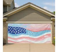 Couverture de porte de garage patriotique abstraite, étoiles et rayures, grande bannière extérieure, décoration de fête de l'indépendance d'été, 397 x 180 cm