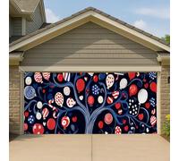Couverture de porte de garage patriotique Americana abstraite, rouge, blanc, bleu, grande bannière de garage, décoration festive intérieure et extérieure, 400 x 180 cm