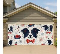 Couverture de porte de garage patriotique Border Collie - Grande bannière festive canine - Décoration d'été intérieure et extérieure - 400 x 180 cm