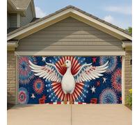 Couverture de porte de garage patriotique Canard Indépendance Vintage Americana Grande bannière de garage, décoration d'été extérieure du 4 juillet, 400 x 180 cm