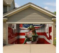 Couverture de porte de garage patriotique crocodile vert rétro vintage grande bannière de garage, décorations d'été, intérieur et extérieur, décoration de fond de fête 397 x 180 cm
