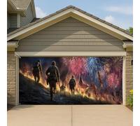 Couverture de porte de garage patriotique et audacieuse, soldat héroïque de mars, grande bannière de garage, décorations de jour de l'indépendance extérieure et décoration d'été, 397 x 180 cm