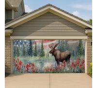 Couverture de porte de garage patriotique - Grande bannière de nature américaine - Décoration de jardin d'été - 397 x 180 cm