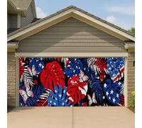 Couverture de porte de garage patriotique tropicale, rouge et bleu, grande bannière de garage, décoration d'aventure étoilée pour la maison et l'extérieur, 397 x 180 cm