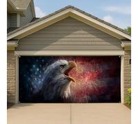 Couverture de porte de garage patriotique vintage vintage USA aigle grande bannière décorative, vacances en plein air, fond de fête d'été, 397 x 180 cm