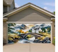 Couverture de porte de garage paysage de montagne pittoresque - Œuvre d'art rustique vibrante - Grande décoration extérieure pour une utilisation toute l'année, l'amélioration de la maison, thème