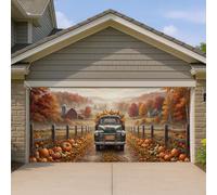 Couverture de porte de garage pour camion, clôture rustique, citrouilles pittoresques, orange, bannière de porte de garage, décoration d'intérieur pour jardin, terrasse, extérieur, intérieur, toile de