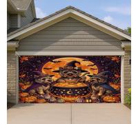 Couverture de porte de garage pour porte de garage Motif chien cairn terrier Halloween 1,8 x 4 m