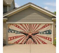 Couverture de porte de garage rétro patriotique en forme d'étoile de mer, grande bannière de garage, décoration de fête vintage américaine intérieure et extérieure, 397 x 180 cm