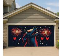 Couverture de porte de garage rétro patriotique - Grande bannière de feux d'artifice - Décoration vintage pour l'extérieur - Décoration de fond de cour d'été - 397 x 180 cm