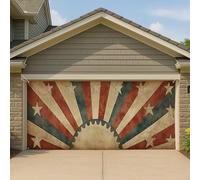 Couverture de porte de garage rétro patriotique - Grande bannière de garage vintage Americana - Décoration extérieure et intérieure pour le jour de l'indépendance - 400 x 180 cm