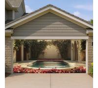 Couverture de porte de garage romantique pour jardin, piscine, cour, nature, grandes décorations de porte de garage, intérieur ou extérieur, décoration de fond de fête de maison, 397 x 180 cm