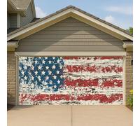 Couverture de porte de garage rustique Americana - Grande bannière patriotique grunge - Décoration de fête d'été en plein air - 400 x 180 cm