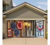 Couverture de porte de garage rustique vintage Americana - Éléments décoratifs patriotiques - Grande bannière de garage - Décoration de fête intérieure et extérieure - 397 x 180 cm