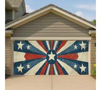 Couverture de porte de garage vintage patriotique, grande bannière rétro pour fête de l'indépendance en plein air, 400 x 180 cm